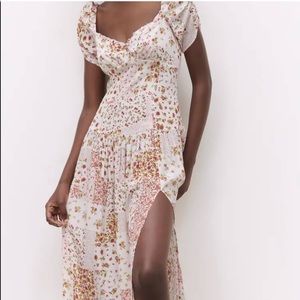 Small Zara floral silky midi dress